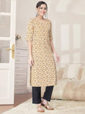 Pinkmint Kurta Set For Women Cotton Printed Straight Kurta With Pant (Pack Of 1) Multicolor20 S