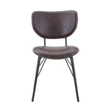 Jofran Owen Contemporary Modern Faux Leather Split-Back Upholstered Dining Chair Set Of 2, 18 W X 22 D X 31.5 H, Dark Brow