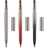 TOODOO 3 Pieces Lip Brush Retractable Lipstick Liner Brush Lipstick Dual-ended Foundation Makeup Brush with Cap Travel Applicato
