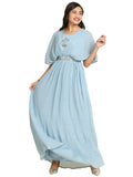 Madhuram Textiles WomenS Long Maxi Gown With Embroidery Hand Work Long Gown Belt(2408 Light Blue_Medium)