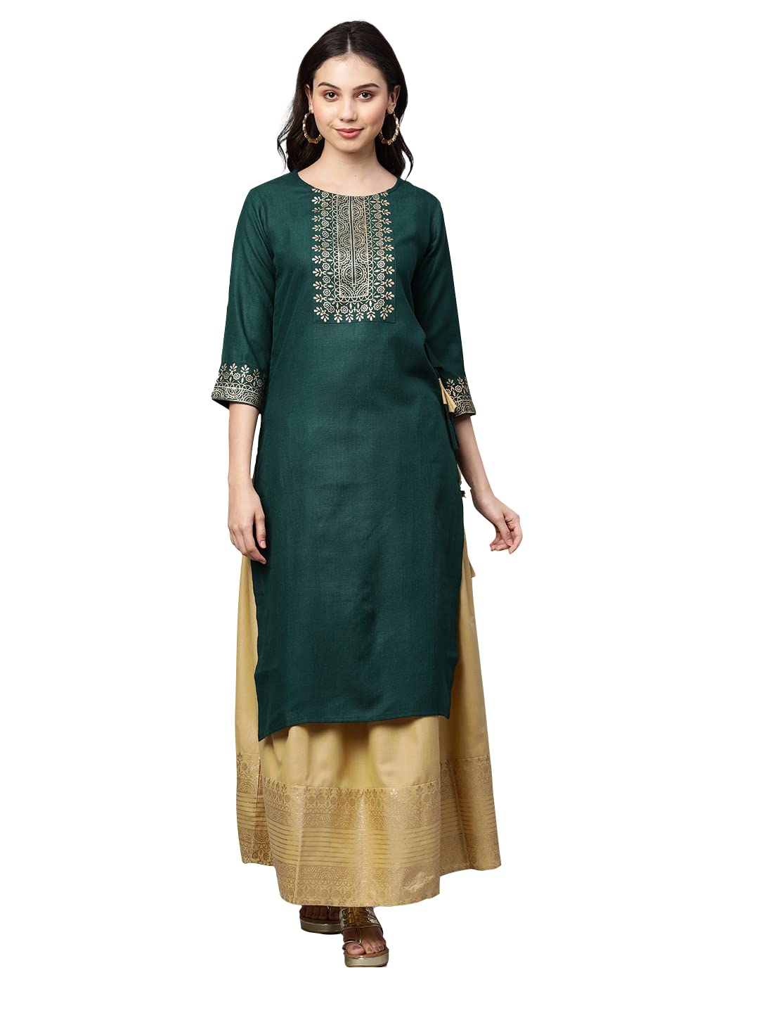 Anni Designer Women'S Rayon Kurta With Skirt (Madam-Jee-Green Xx-Large),Green,2XL