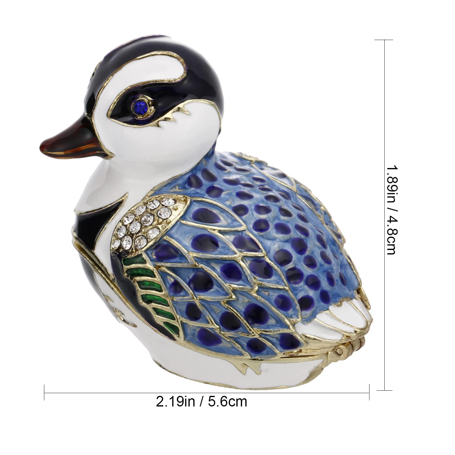 Hand Painted Enamel Bird Trinket Box for Home Decor, Hinged Jewelry Organizer for Ring Earrings, Unique Figurine Keepsake Collec