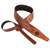 YUEKO Personality Leather Red Flame Series Guitar Strap Strap For Guitar Bass Guitar Accessories (Brown Flame)