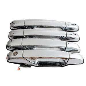 Nakuuly Exterior Chrome Door Handle 4 Pcs Front Rear Driver & Passenger Compatible With 2007-2014 Cadillac Escalade Chevy Avalan