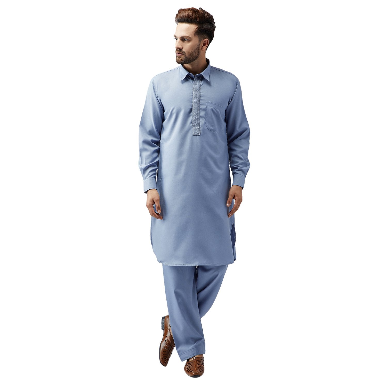 Sojanya (Since 1958 Men'S Grey Cotton Kurta Pathani Set Size L