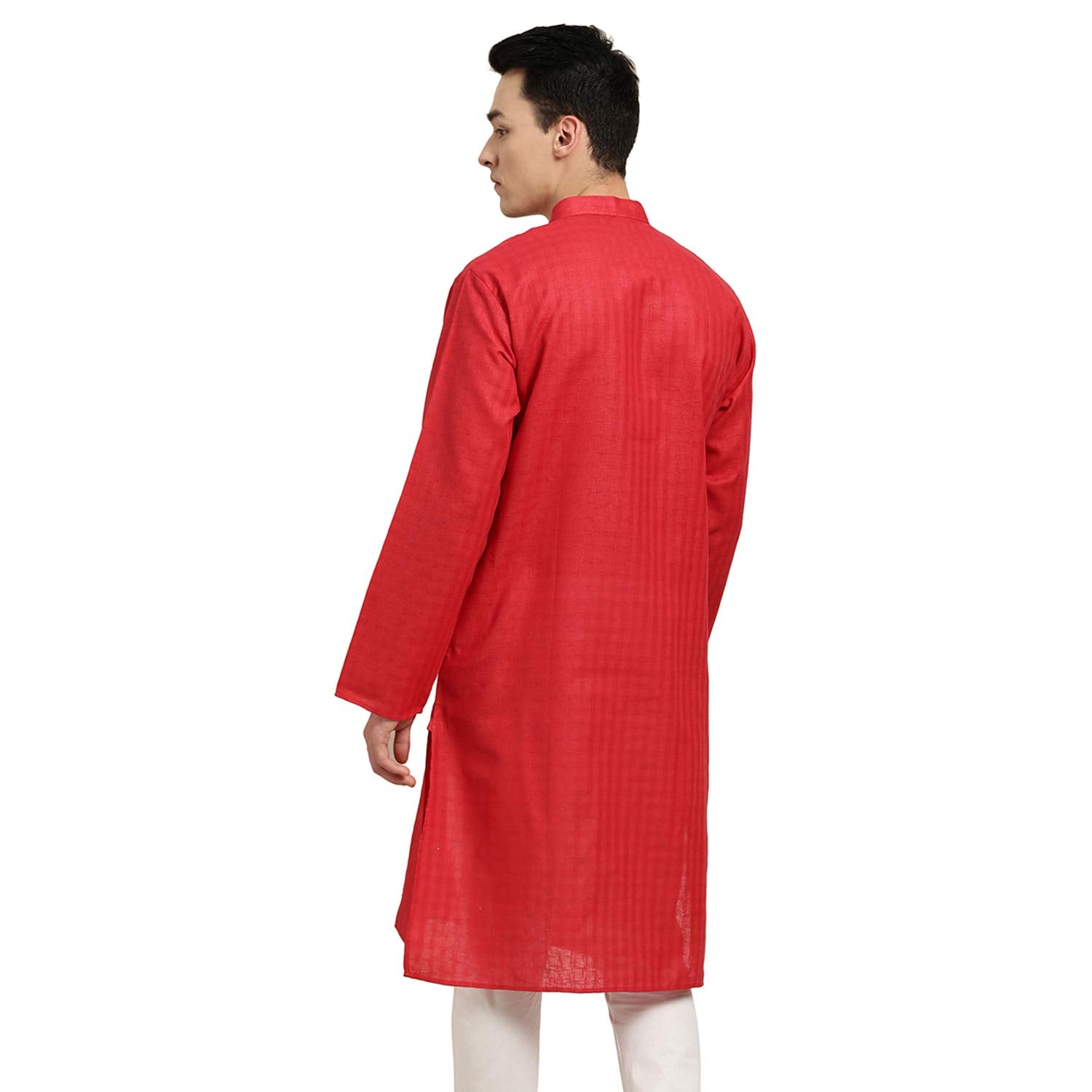 Sojanya (Since 1958 Men'S Cotton Blend Solid Regular Kurta (D-Sjr-Lk-Dobychk-258- Red(D-Sjr-Lk-Dobychk-258-Red-42)