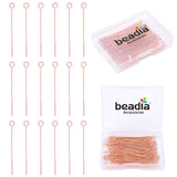 BEADIA Rose Gold Plated Open Eye Pins Non Tarnish 50mm 100pcs for Jewelry Making Findings