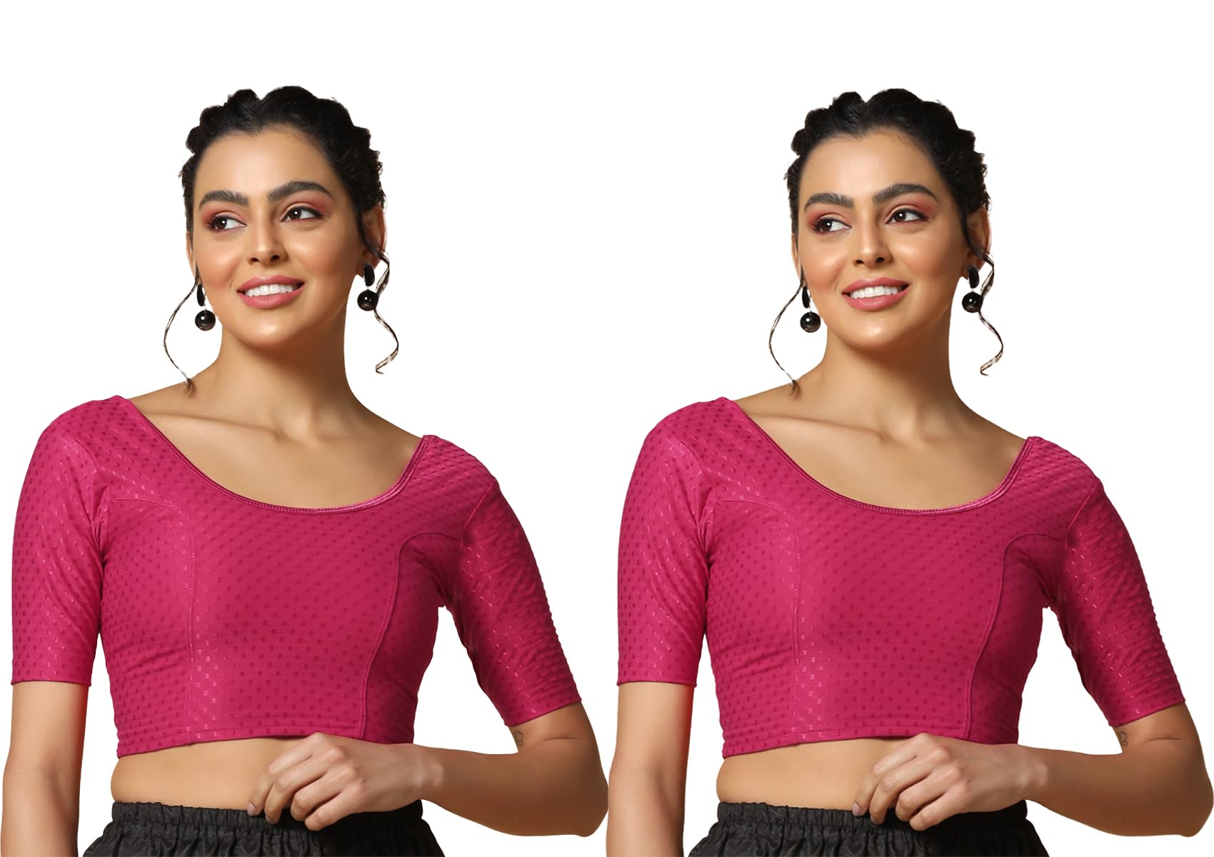 Toplot Cotton Blend Lycra Stretchable Readymade Blouses Pack Of 2 (Combo-5058-Rnp-Rnp-40),Rani Pink-Rani Pink,40,B0CV58YGB7