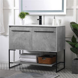 Elegant Decor Gerard 40 Single Porcelain Top Bathroom Vanity In Concrete Gray