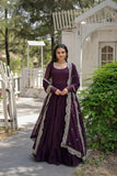Fashion Basket Georgette Anarkali Dress For Women Purple Purple M
