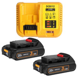 TENMOER 2-Pack 3.0Ah Battery Compatible with Dewalt 20V Max Battery with DCB112 Charger Starter Kit Fast Charging