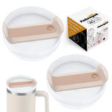 Fabenyok 40 OZ Tumbler Lid Replacement - 2 Pack Spill Proof Covers for Stanley Travel Tumbler (Opaque - Rose Quartz)