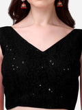 Pujia Mills Women'S Georgette Sipali Sequin Work Sleeveless Blouse (Lakhnavi 5_Black_38)