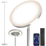 Keepsmile Silver Double Side Lighting LED Floor Lamp with Remote Smart App 36W 2600LM Bright Tall Standing RGB Floor Lamp Angle 