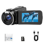 Camcorder Video Camera 1080P, 48MP Cam Corder 18X Digital Zoom Vlogging Camera for YouTube with Fill Light, 3 270 Rotatable Scre
