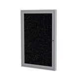 Ghent 1 Door Enclosed Recycled Rubber Bulletin Board, 30W x36H, Tan Speckled w/Silver Frame