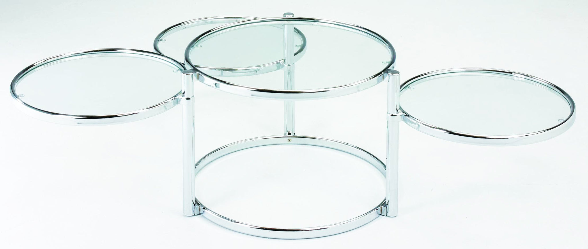 New Spec Cota Chrome Frame And Glass 3 Tier Swivel Motion Coffee Table