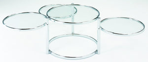 New Spec Cota Chrome Frame And Glass 3 Tier Swivel Motion Coffee Table