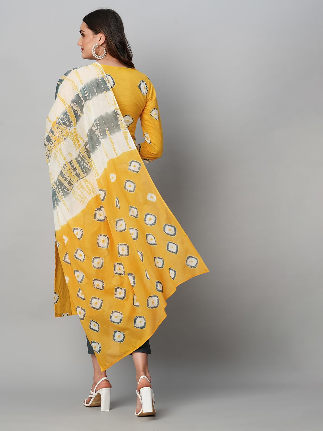 Gosriki Women'S Cotton Blend Straight Printed Kurta With Pant & Dupatta (Baldev Yellow-Gs_M_Yellow_Medium),Yellow,,B0CGD876VD