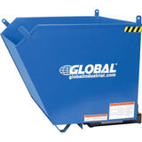 Global Industrial 1 Cubic Yard Low-Profile Self-Dumping Forklift Hopper, 6000 Lb. Capacity, Durable Steel Construction, Blue & B