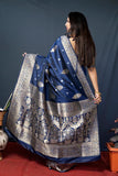 Greciilooks Womens Jacquard Cotton Silk Saree (Gl-S2378-Blue)