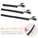 Black Spiral Winding Cable Management Pipe Wire Wrap Line Coiled Tube, Flexible Cord Covered Protective Bundler Sleeve Hose for