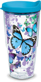 Tervis Blue Endless Butterfly Made in USA Double Walled Insulated Tumbler Travel Cup Keeps Drinks Cold & Hot, 24oz, Classic