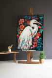 Kalalou Car1721 Framed Oil Painting - Heron With Flowers