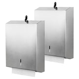 2 Packs Paper Towel Dispenser Wall Mount Commercial, Touchless Hand Towel Dispenser with Lock (Stainless Steel)