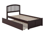 AFI Richmond Twin XL Size Platform Bed with Footboard & Twin XL Trundle in Espresso