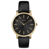 Timex Womens TW2R36400 Metropolitan Skyline Black/Gold-Tone Leather Strap Watch