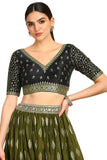 Soch Womens Black Zari Embroidery Padded Silk Blend Blouse with Sequins