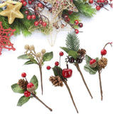 UWIOFF 20PCS Artificial Berry Picks, Christmas Pine Picks with Red Berries and Pine Cones for Christmas DIY Crafts Gift Wrapping