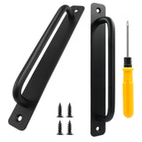 Luomorgo Black Barn Door Handle, 2 Pack Sliding Closet Door Handle, 5 Inch Hole Center Pocket Door Pull for Wardrobe Cabinet Gar