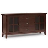 SIMPLIHOME Artisan Buffet - 60 inch Wide Solid Wood 3-Door Sideboard Buffet in Russet Brown, Contemporary Storage Cabinet for Di