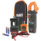 Klein Tools CL120KIT Clamp Meter Electrical Test Kit, AC Auto Ranging 400 Amp, Backlit Display, Includes GFCI TesterLine Splitt