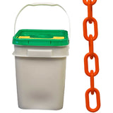 Mr. Chain HeavyDuty Plastic Barrier Chain Pail, Traffic Orange, 2Inch Link Diameter, 120Foot Length (51013P)