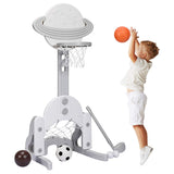 Costzon Kids Basketball Hoop, Toddler Sports Activity Center with 5 Adjustable Height Levels, Basketball Soccer Golf Game Set, I