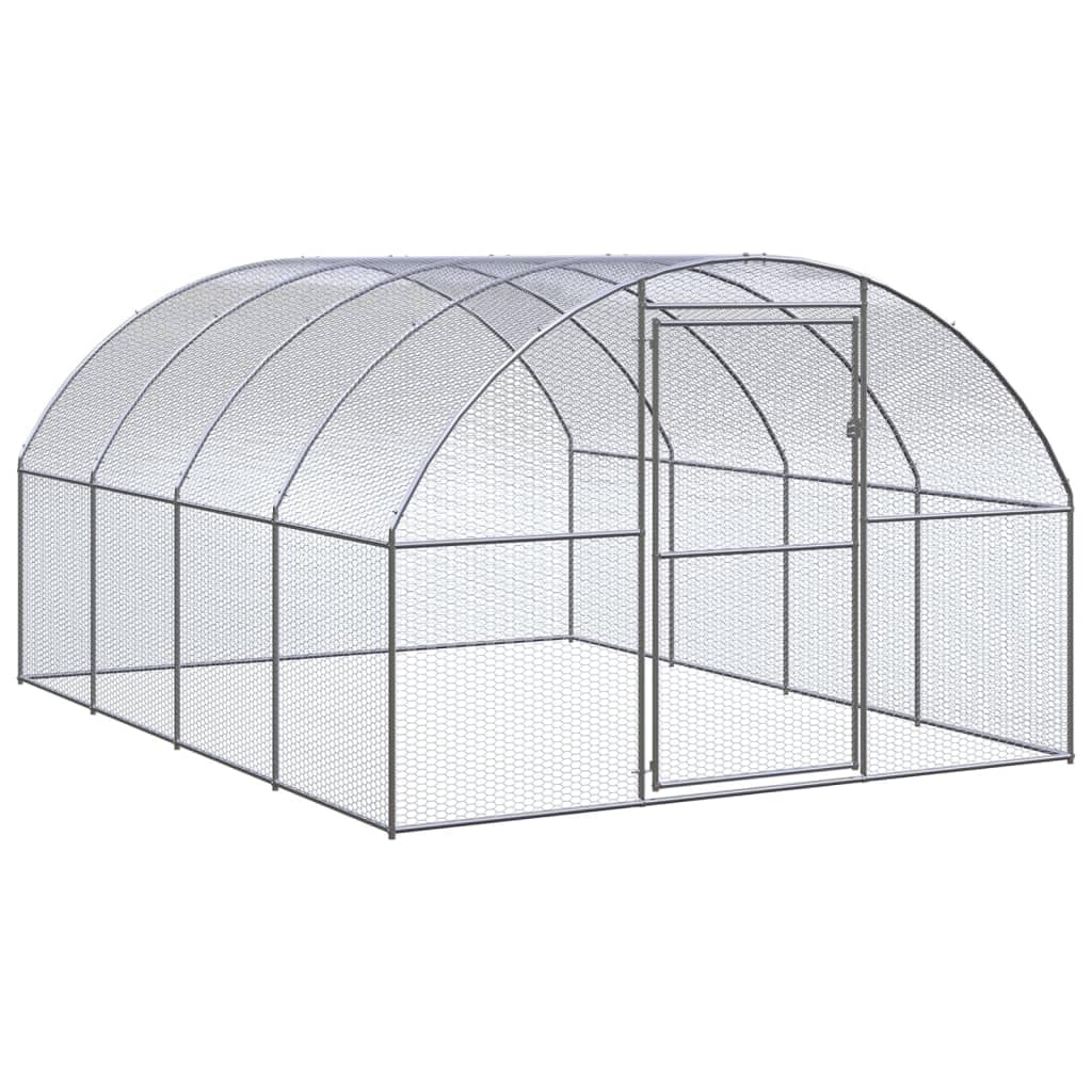 Vidaxl Outdoor Chicken Coop 9.8'X13.1'X6.6' - Galvanized Steel Chicken Cage - Large Coop For Hens, Ducks, And Other Small Animals - Easy-To-Clean Outdoor Enclosure With Wire Mesh Design