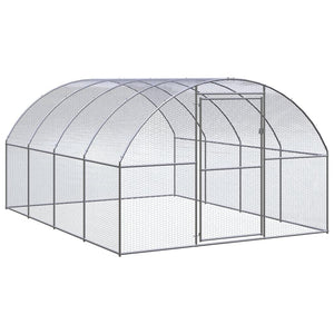 Vidaxl Outdoor Chicken Coop 9.8'X13.1'X6.6' - Galvanized Steel Chicken Cage - Large Coop For Hens, Ducks, And Other Small Animals - Easy-To-Clean Outdoor Enclosure With Wire Mesh Design