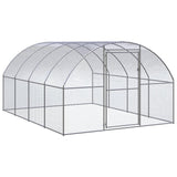 Vidaxl Outdoor Chicken Coop 9.8'X13.1'X6.6' - Galvanized Steel Chicken Cage - Large Coop For Hens, Ducks, And Other Small Animals - Easy-To-Clean Outdoor Enclosure With Wire Mesh Design