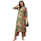 Anni Designer Women'S Rayon Viscose Straight Printed Kurta With Palazzo (Chinki Green-Vks02_S_Green_Small),Green,S,,,