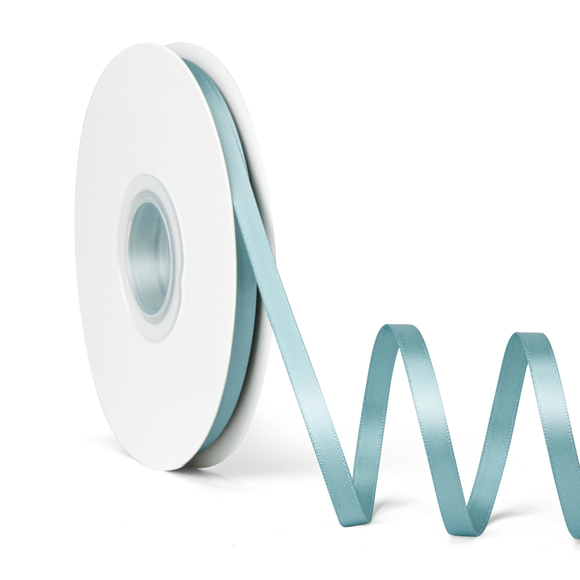 Laferri Nile Blue Satin Ribbon,1/4 X 50 Yards,Double Faced Thin Fabric Ribbon Use for Gift Wrapping DIY Craft Floral Bouquets We