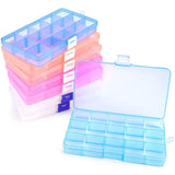 Opret 15 Girds Bead Organizer(8 Pack), Earring Organizer Box, SMALL Plastic Containers with Adjustable Dividers for Crafts Jewel
