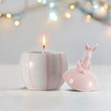 Easter Bunny Candle with Egg Jar and Lid, Easter Decorations Cute Pink Rabbit Aromatherapy, Ceramic Egg Candles for Spring Home 