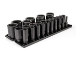 TEKTON 1/2 Inch Drive Deep 6-Point Impact Socket Set with Rails and Tray, 29-Piece (5/16-2 in.) | SID92109