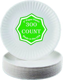Spa Stix 6 Disposable Uncoated Paper Plate - Pack of 300 Count. White Paper Plates. 6 Inches