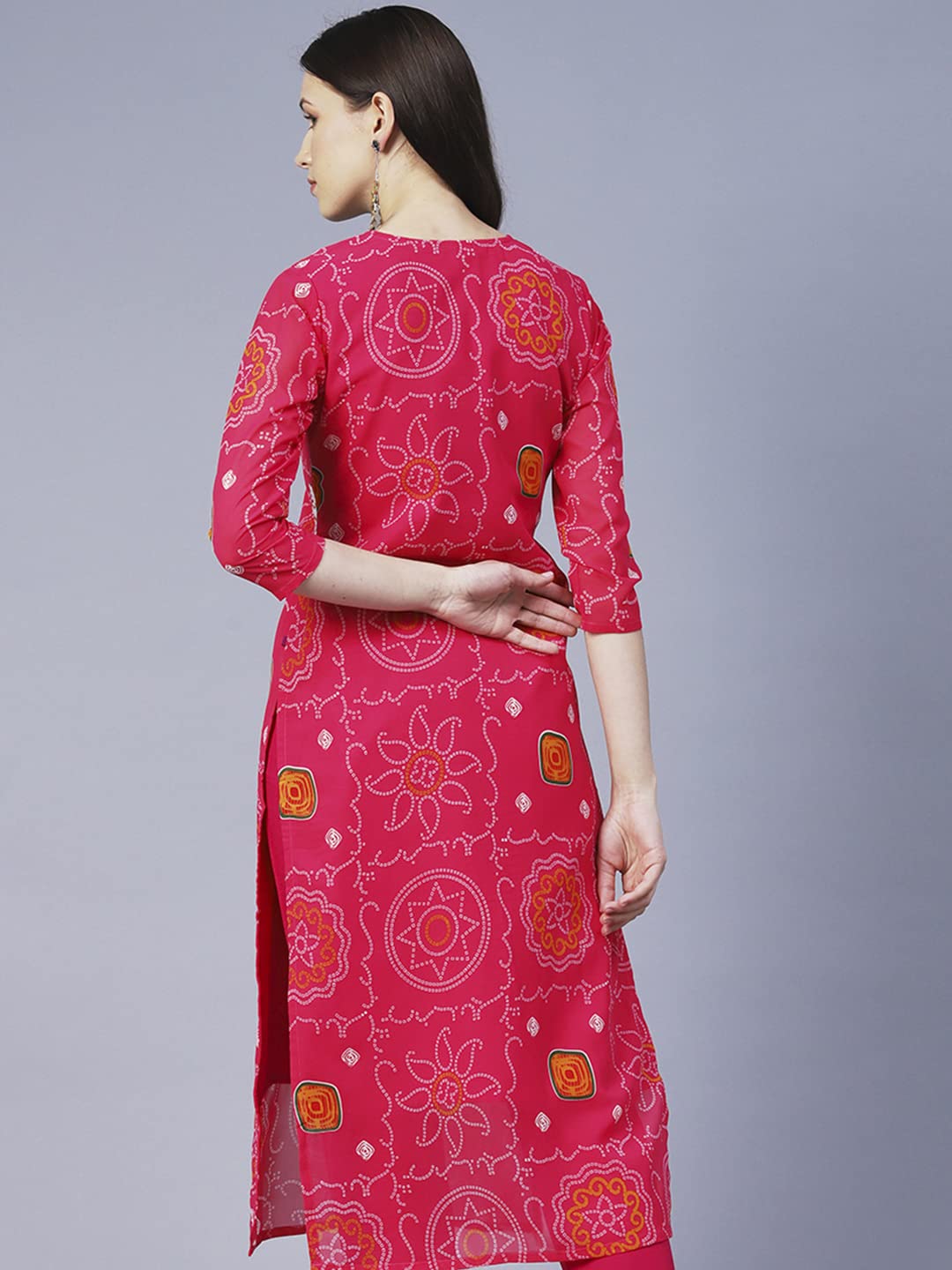 Anni Designer Women'S Printed Georgette Chikankari Embroidered Kurti (Gori-Pink_Xxl_Pink_Xx-Large),Pink,2XL,Georgette,Regular,One Kurta