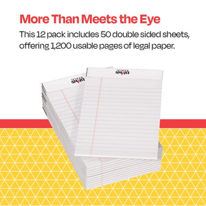 School Smart Junior Legal Pad, 5 X 8 Inches, 50 Sheets Each, White, Pack Of 12 - 027445