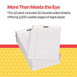 School Smart Junior Legal Pad, 5 X 8 Inches, 50 Sheets Each, White, Pack Of 12 - 027445